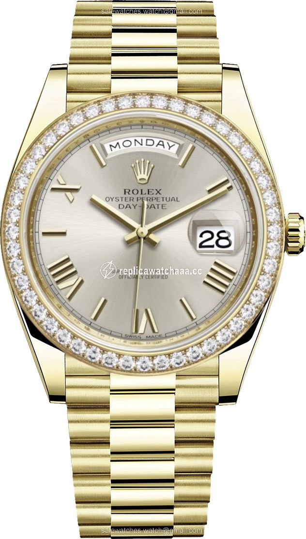 228348RBR Silver Roman Rolex Day-Date 40mm Yellow Gold Mens Watch 228348RBR Silver Roman Rolex Day-Date 40mm Yellow Gold Mens Watch