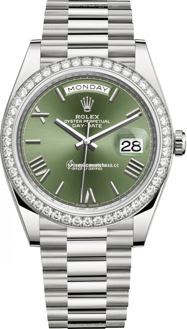 228349RBR Olive Green Roman Rolex Day-Date 40mm White Gold Mens Watch 228349RBR Olive Green Roman Rolex Day-Date 40mm White Gold Mens Watch