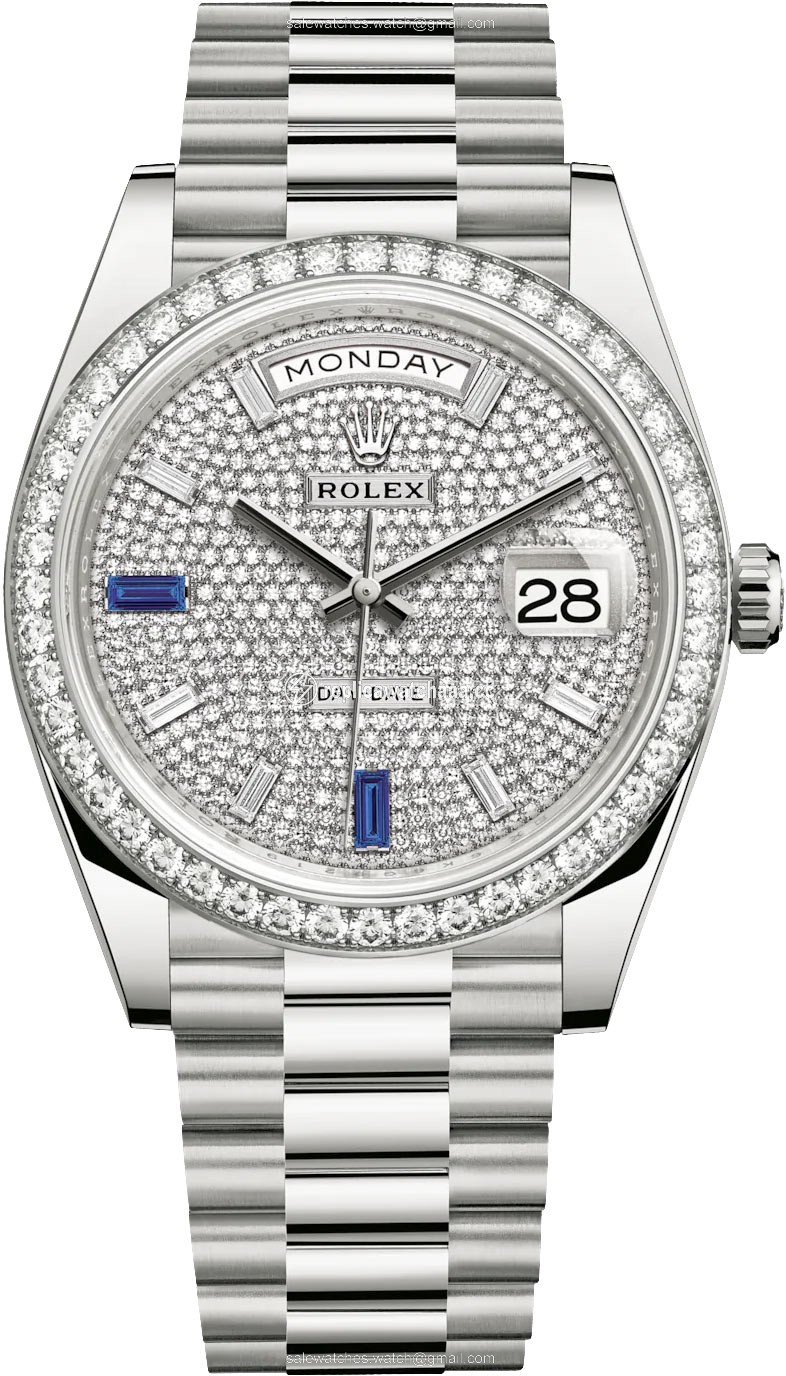 228349RBR Pave Baguette Rolex Day-Date 40mm White Gold Mens Watch 228349RBR Pave Baguette Rolex Day-Date 40mm White Gold Mens Watch