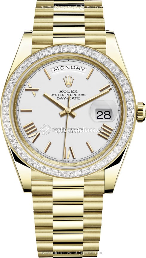 228398TBR White Roman Rolex Day-Date 40mm Yellow Gold Mens Watch 228398TBR White Roman Rolex Day-Date 40mm Yellow Gold Mens Watch