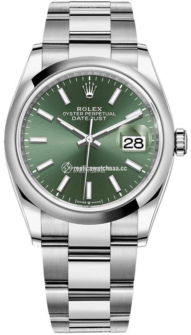 126200 Mint Green Index Oyster Wimbledon Rolex Datejust 36mm Stainless Steel Midsize Watch 126200 Mint Green Index Oyster Wimbledon Rolex Datejust 36mm Stainless Steel Midsize Watch