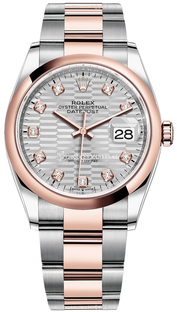 126201 Silver Fluted Diamond Oyster Rolex Datejust 36mm Stainless Steel and Rose Gold Ladies Watch 126201 Silver Fluted Diamond Oyster Rolex Datejust 36mm Stainless Steel and Rose Gold Ladies Watch