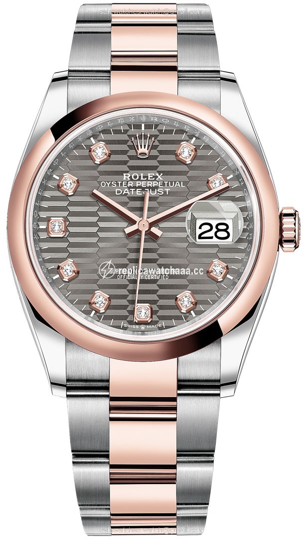 126201 Slate Fluted Diamond Oyster Rolex Datejust 36mm Stainless Steel and Rose Gold Ladies Watch 126201 Slate Fluted Diamond Oyster Rolex Datejust 36mm Stainless Steel and Rose Gold Ladies Watch