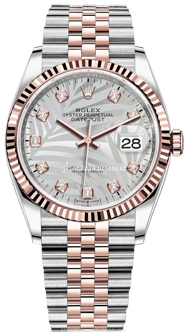 126231 Silver Palm Diamond Jubilee Rolex Datejust 36mm Stainless Steel and Rose Gold Ladies Watch 126231 Silver Palm Diamond Jubilee Rolex Datejust 36mm Stainless Steel and Rose Gold Ladies Watch