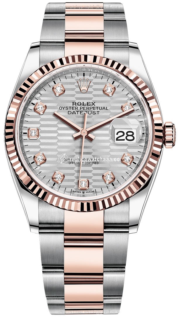 126231 Silver Fluted Diamond Oyster Rolex Datejust 36mm Stainless Steel and Rose Gold Ladies Watch 126231 Silver Fluted Diamond Oyster Rolex Datejust 36mm Stainless Steel and Rose Gold Ladies Watch