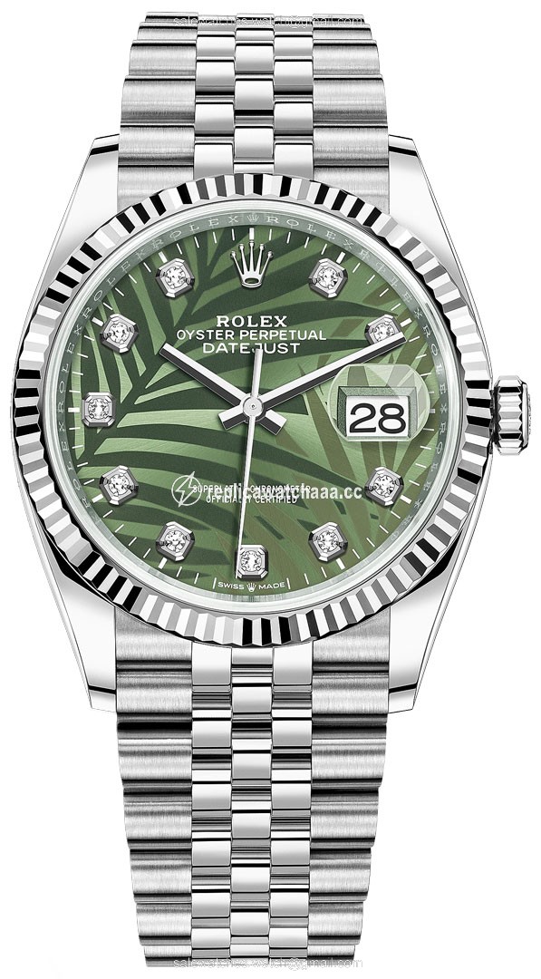 126234 Olive Green Palm Diamond Jubilee Rolex Datejust 36mm Stainless Steel Midsize Watch 126234 Olive Green Palm Diamond Jubilee Rolex Datejust 36mm Stainless Steel Midsize Watch