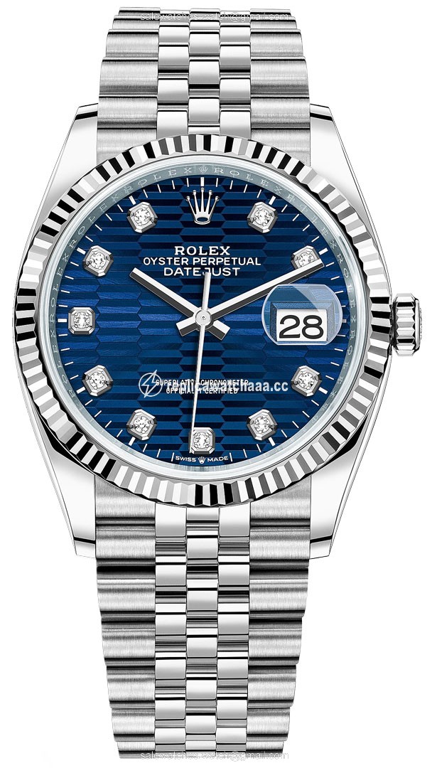 126234 Bright Blue Fluted Diamond Jubilee Rolex Datejust 36mm Stainless Steel Midsize Watch 126234 Bright Blue Fluted Diamond Jubilee Rolex Datejust 36mm Stainless Steel Midsize Watch
