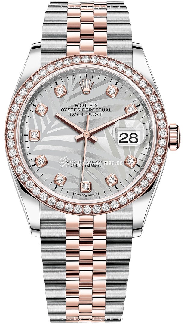 126281rbr Silver Palm Diamond Jubilee Rolex Datejust 36mm Stainless Steel and Rose Gold Ladies Watch 126281rbr Silver Palm Diamond Jubilee Rolex Datejust 36mm Stainless Steel and Rose Gold Ladies Watch
