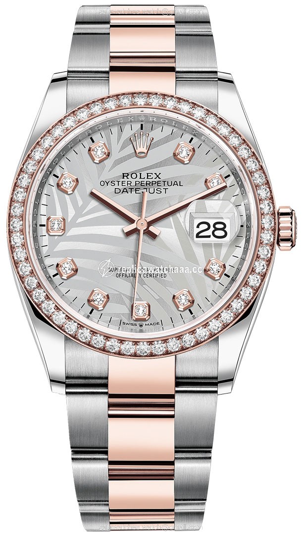 126281rbr Silver Palm Diamond Oyster Rolex Datejust 36mm Stainless Steel and Rose Gold Ladies Watch 126281rbr Silver Palm Diamond Oyster Rolex Datejust 36mm Stainless Steel and Rose Gold Ladies Watch