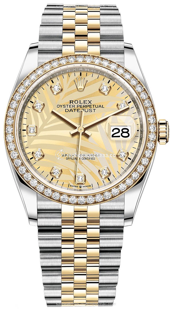 126283rbr Golden Palm Diamond Jubilee Rolex Datejust 36mm Stainless Steel and Yellow Gold Ladies Watch 126283rbr Golden Palm Diamond Jubilee Rolex Datejust 36mm Stainless Steel and Yellow Gold Ladies Watch