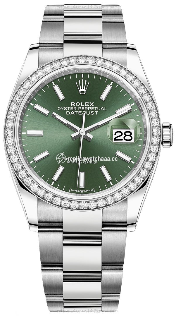 126284rbr Mint Green Index Oyster Rolex Datejust 36mm Stainless Steel Midsize Watch 126284rbr Mint Green Index Oyster Rolex Datejust 36mm Stainless Steel Midsize Watch