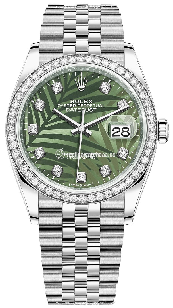 126284rbr Olive Green Palm Diamond Jubilee Rolex Datejust 36mm Stainless Steel Midsize Watch 126284rbr Olive Green Palm Diamond Jubilee Rolex Datejust 36mm Stainless Steel Midsize Watch