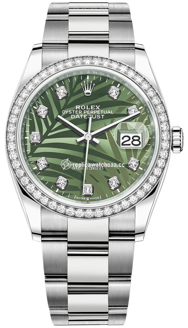 126284rbr Olive Green Palm Diamond Oyster Rolex Datejust 36mm Stainless Steel Midsize Watch 126284rbr Olive Green Palm Diamond Oyster Rolex Datejust 36mm Stainless Steel Midsize Watch