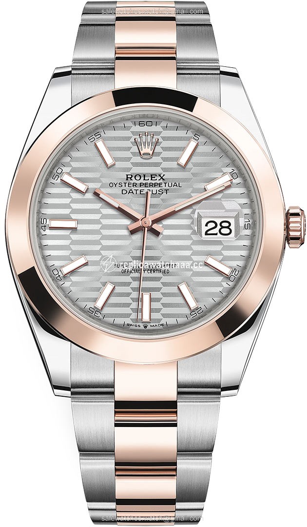 126301 Silver Fluted Oyster Rolex Datejust 41mm Steel and Everose Gold Mens Watch 126301 Silver Fluted Oyster Rolex Datejust 41mm Steel and Everose Gold Mens Watch