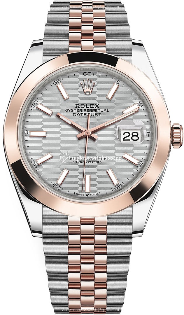 126301 Silver Fluted Jubilee Rolex Datejust 41mm Steel and Everose Gold Mens Watch 126301 Silver Fluted Jubilee Rolex Datejust 41mm Steel and Everose Gold Mens Watch