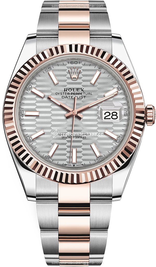 126331 Silver Fluted Oyster Rolex Datejust 41mm Steel and Everose Gold Mens Watch 126331 Silver Fluted Oyster Rolex Datejust 41mm Steel and Everose Gold Mens Watch