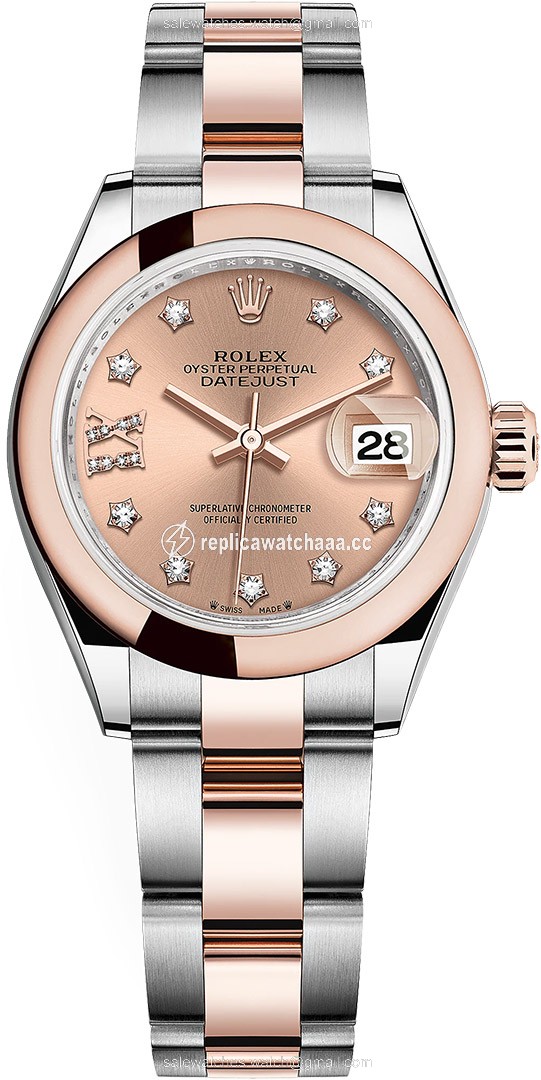 279161 Rose 17 Diamond Oyster Rolex Lady Datejust 28mm Stainless Steel and Everose Gold Ladies Watch 279161 Rose 17 Diamond Oyster Rolex Lady Datejust 28mm Stainless Steel and Everose Gold Ladies Watch