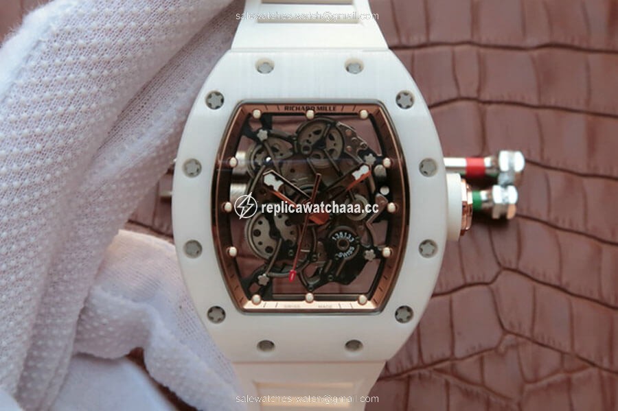 Richard Mille RM055 KV Factory White Ceramic Rubber Strap Richard Mille RM055 KV Factory White Ceramic Rubber Strap
