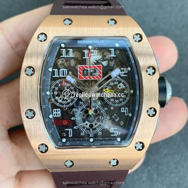 Richard Mille RM011 KV Factory Rose Gold Brown Rubber Strap Richard Mille RM011 KV Factory Rose Gold Brown Rubber Strap