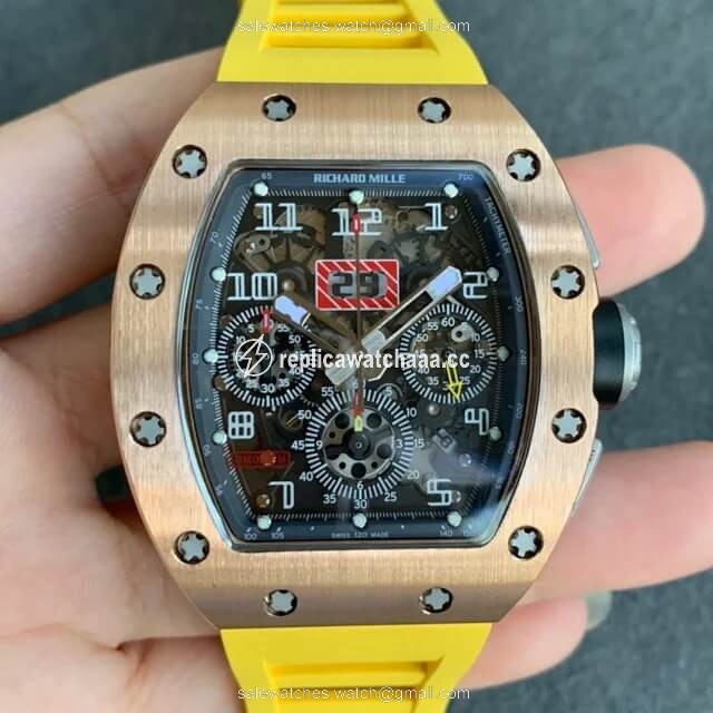 Richard Mille RM011 KV Factory Titanium Yellow Rubber Strap Richard Mille RM011 KV Factory Titanium Yellow Rubber Strap