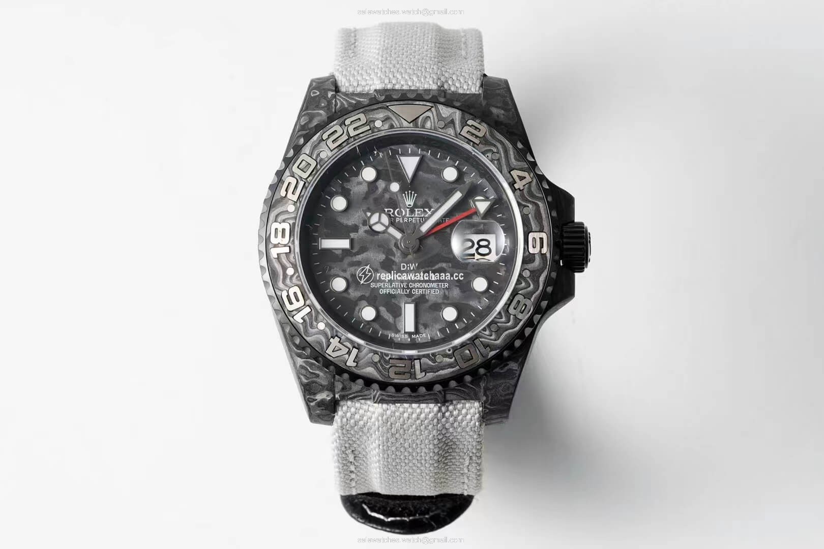 Rolex GMT-MASTER II Diw Carbon Fiber Dial Fabric Strap Rolex GMT-MASTER II Diw Carbon Fiber Dial Fabric Strap