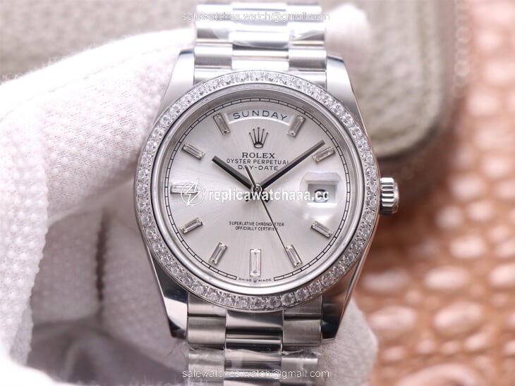 Rolex Day-Date M228349RBR-0001 EW Factory Diamond Silver Dial Rolex Day-Date M228349RBR-0001 EW Factory Diamond Silver Dial