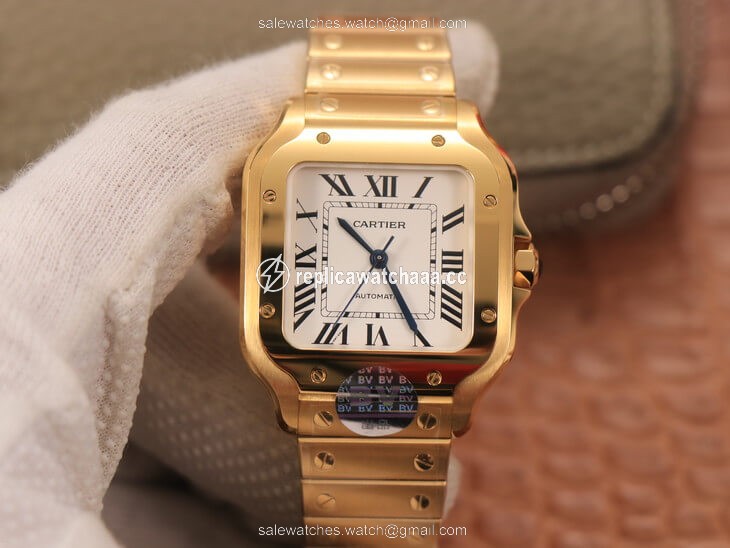 Cartier De Santos WSSA0010 BV Factory 18K Gold White Dial Cartier De Santos WSSA0010 BV Factory 18K Gold White Dial
