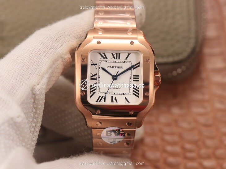 Cartier De Santos WSSA0010 BV Factory 18K Rose Gold White Dial Cartier De Santos WSSA0010 BV Factory 18K Rose Gold White Dial