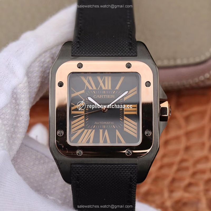 Cartier De Santos 100th Anniversary W2020009 RB Factory 18K Rose Gold Black Dial Cartier De Santos 100th Anniversary W2020009 RB Factory 18K Rose Gold Black Dial