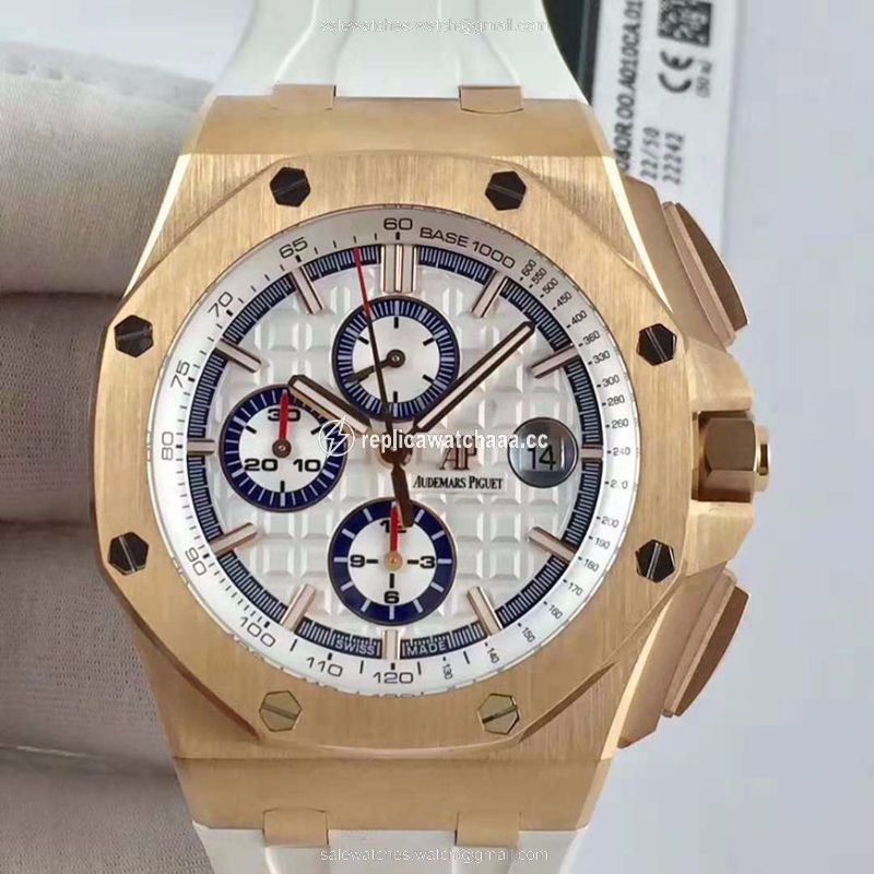 Audemars Piguet Royal Oak Offshore 50 Byblos Saint-Tropez 26408OR.OO.A010CA.01.99 JF Factory V2 White Dial Audemars Piguet Royal Oak Offshore 50 Byblos Saint-Tropez 26408OR.OO.A010CA.01.99 JF Factory V2 White Dial