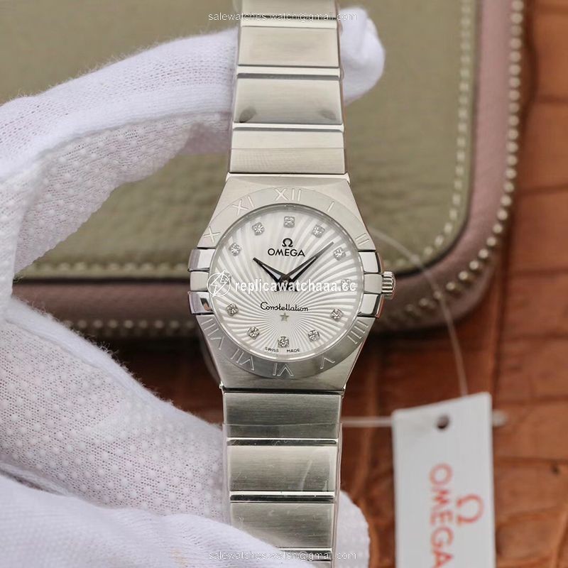 Omega Constellation Ladies 27mm 123.10.27.60.55.001 TW Factory White Textured Dial Omega Constellation Ladies 27mm 123.10.27.60.55.001 TW Factory White Textured Dial