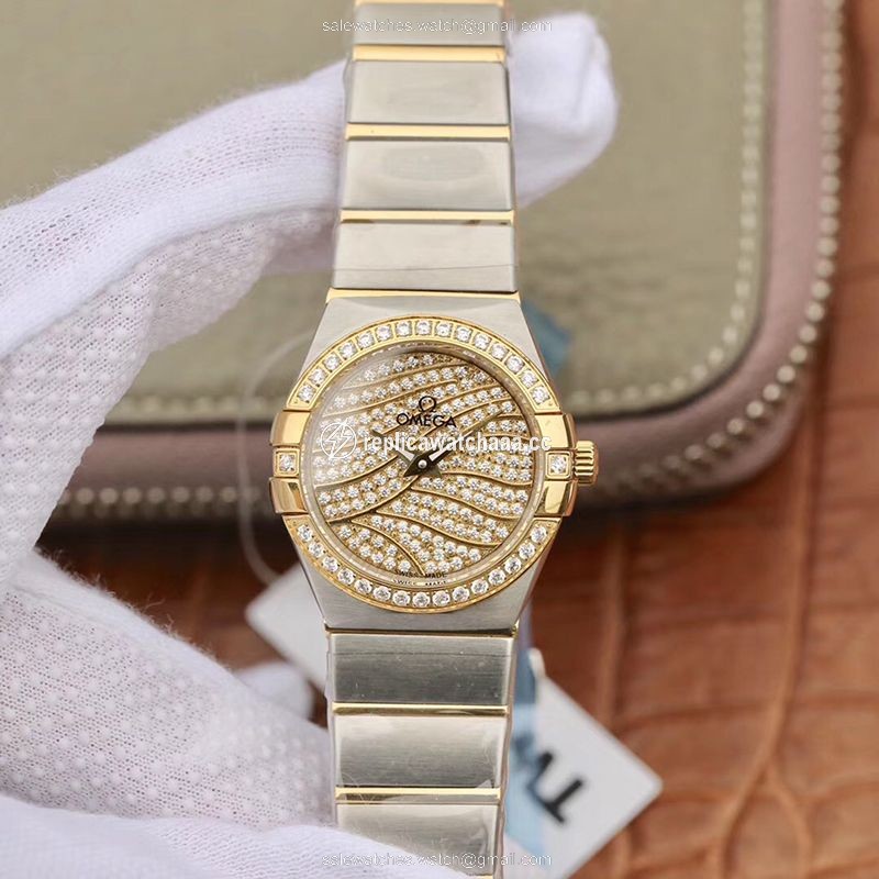 Omega Constellation Ladies 27MM TW Factory Yellow Gold Textured Diamond Dial Omega Constellation Ladies 27MM TW Factory Yellow Gold Textured Diamond Dial
