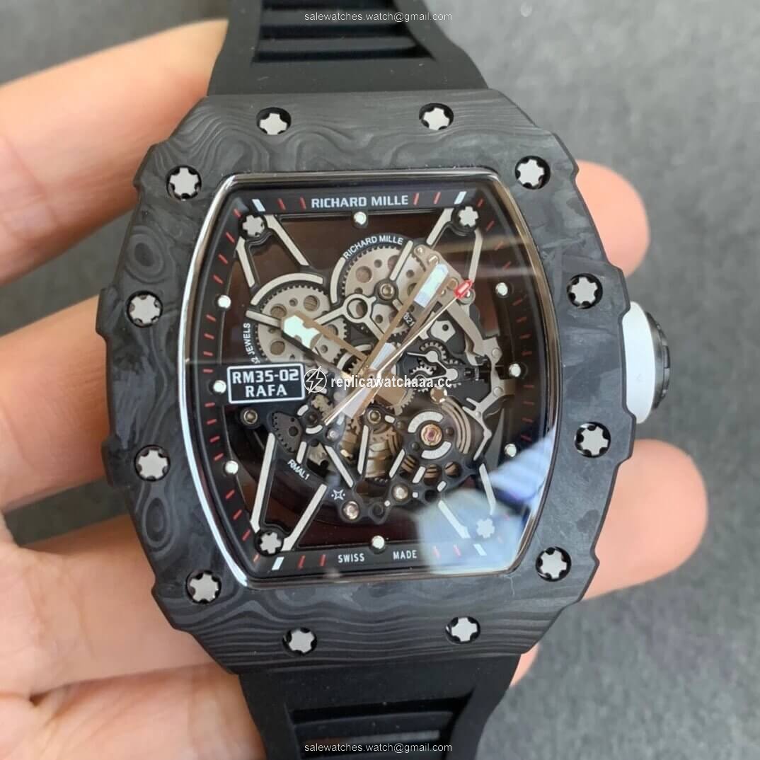 Richard Mille RM035-02 KV Factory Carbon Fiber Black Rubber Strap Richard Mille RM035-02 KV Factory Carbon Fiber Black Rubber Strap