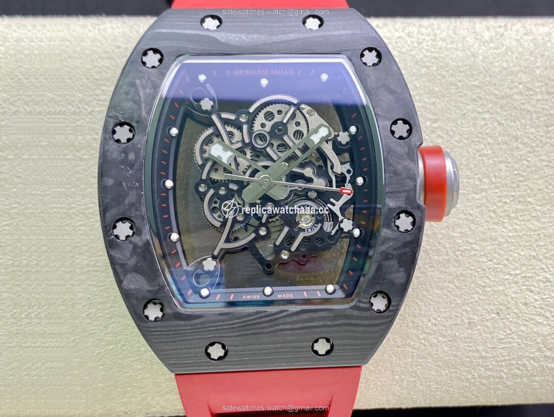 Richard Mille RM055 KV Factory V2 Carbon Fiber Red Strap Richard Mille RM055 KV Factory V2 Carbon Fiber Red Strap