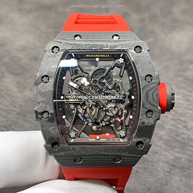 Richard Mille RM35-02 KV Factory Carbon Fiber Red Rubber Strap Richard Mille RM35-02 KV Factory Carbon Fiber Red Rubber Strap