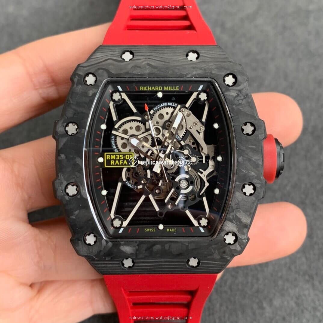 Richard Mille RM35-01 KV Factory Carbon Fiber Red Strap Richard Mille RM35-01 KV Factory Carbon Fiber Red Strap
