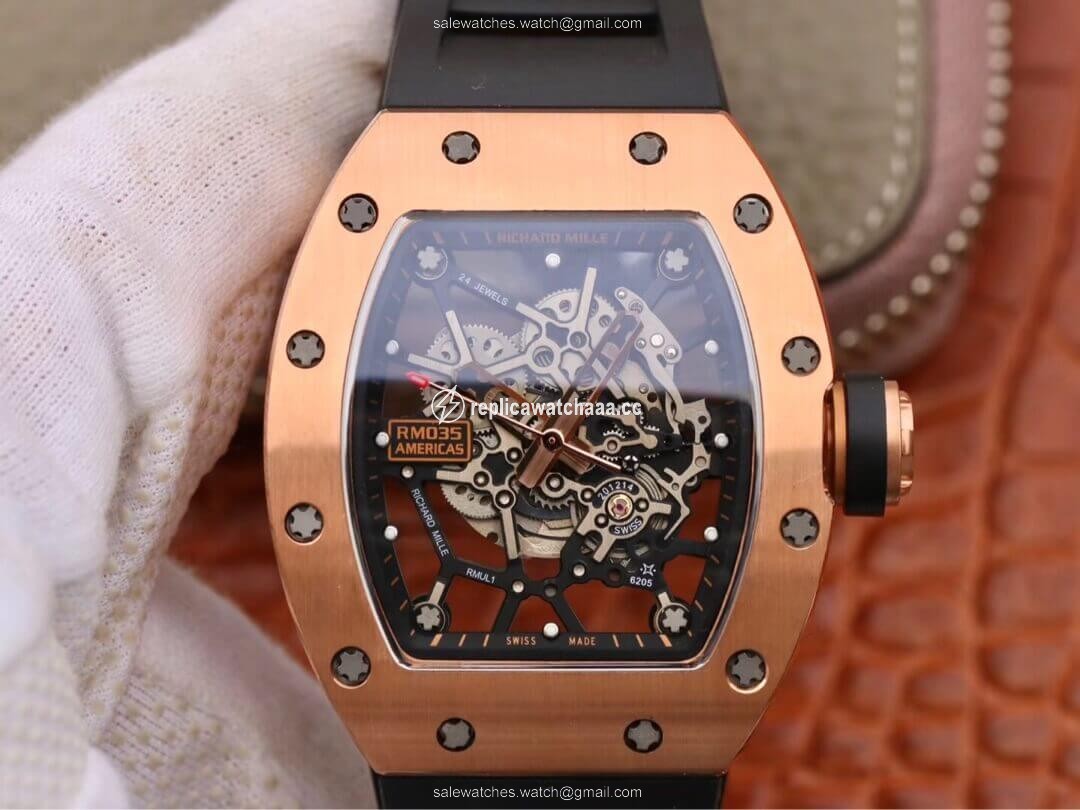Richard Mille RM035 Americas KV Factory Rose Gold Black Strap Richard Mille RM035 Americas KV Factory Rose Gold Black Strap