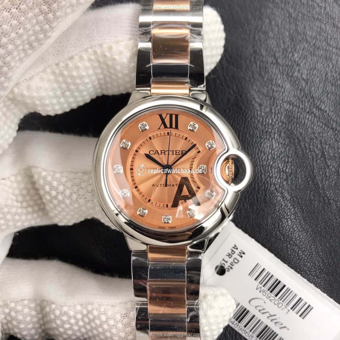 Ballon Bleu De Cartier Ladies 33MM V6 Factory Gold strap Ballon Bleu De Cartier Ladies 33MM V6 Factory Gold strap