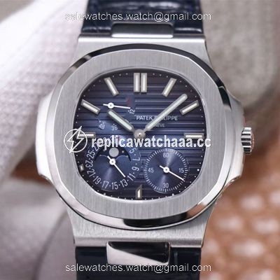 Patek Philippe Nautilus 5712/1A-001 PF Factory Blue Dial Leather Strap Patek Philippe Nautilus 5712/1A-001 PF Factory Blue Dial Leather Strap
