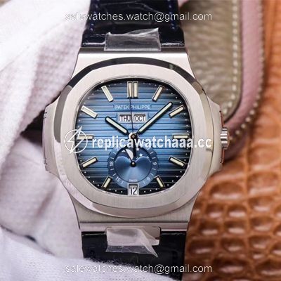 PF Factory Patek Philippe Nautilus 5726/1A-014 Moonphase Black Leather Strap PF Factory Patek Philippe Nautilus 5726/1A-014 Moonphase Black Leather Strap