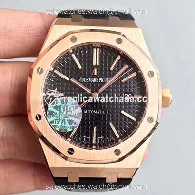 Audemars Piguet Royal Oak 15400 JF Factory Leather Strap Black Dial Audemars Piguet Royal Oak 15400 JF Factory Leather Strap Black Dial