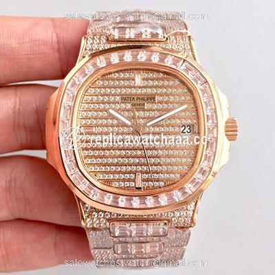 Patek Philippe Nautilus Jumbo 5719/1G-001 Rose Gold Diamonds Dial Patek Philippe Nautilus Jumbo 5719/1G-001 Rose Gold Diamonds Dial