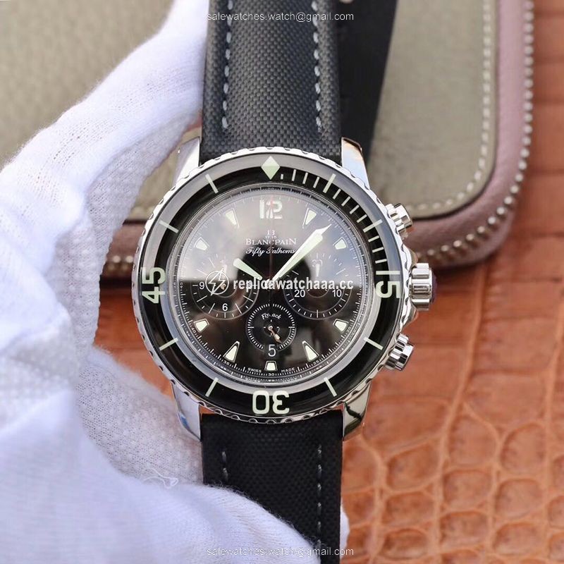Blancpain Fifty Fathoms Chronographe Flyback 5085F-1130-52A OM Factory Black Nylon Strap Black Dial Blancpain Fifty Fathoms Chronographe Flyback 5085F-1130-52A OM Factory Black Nylon Strap Black Dial
