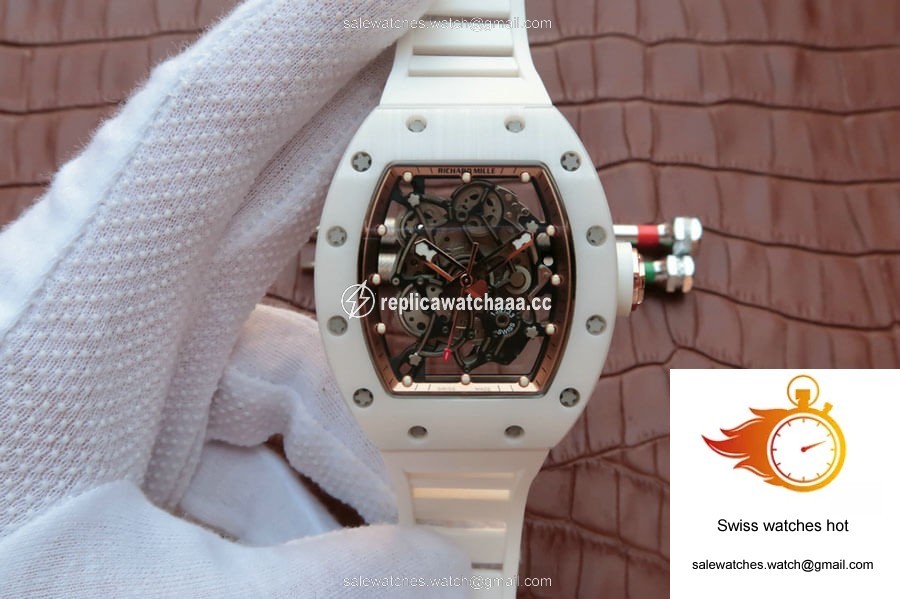 Richard Mille RM055 KV Factory White Ceramic Rubber Strap 1 Richard Mille RM055 KV Factory White Ceramic Rubber Strap 1