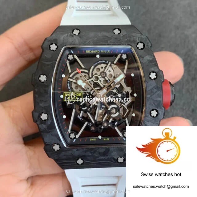 Richard Mille RM35-02 KV Factory V3 Carbon Fiber White Rubber Strap 1 Richard Mille RM35-02 KV Factory V3 Carbon Fiber White Rubber Strap 1