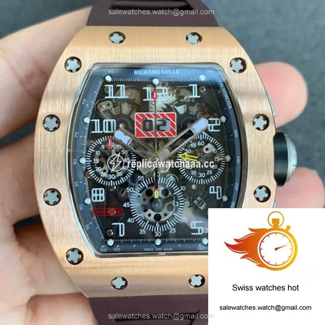 Richard Mille RM011 KV Factory Rose Gold Brown Rubber Strap 1 Richard Mille RM011 KV Factory Rose Gold Brown Rubber Strap 1