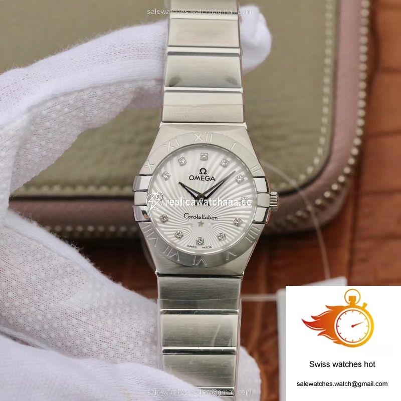 Omega Constellation Ladies 27mm 123.10.27.60.55.001 TW Factory White Textured Dial 1 Omega Constellation Ladies 27mm 123.10.27.60.55.001 TW Factory White Textured Dial 1