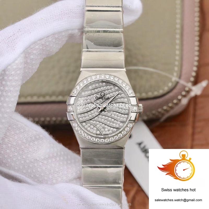 Omega Constellation Quartz Ladies 27mm TW Factory White Gold Diamond Dial 1 Omega Constellation Quartz Ladies 27mm TW Factory White Gold Diamond Dial 1