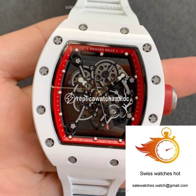 Richard Mille RM055 KV Factory V2 White Ceramic Case Rubber Strap 1 Richard Mille RM055 KV Factory V2 White Ceramic Case Rubber Strap 1