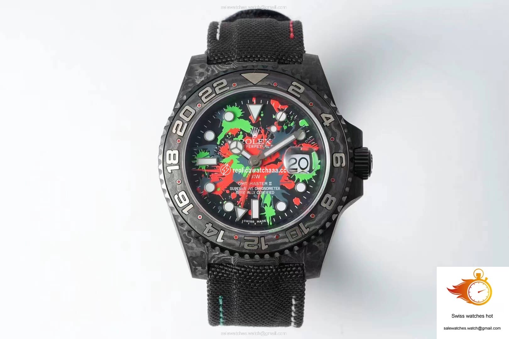Rolex GMT-MASTER II Diw Carbon Fiber Color Dial Black Fabric Strap 1 Rolex GMT-MASTER II Diw Carbon Fiber Color Dial Black Fabric Strap 1